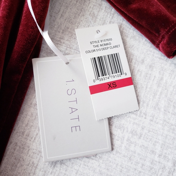 🆕️1.State Velvet Top Puff Short Sleeves in Deep Claret Red XSmall - Picture 4 of 8